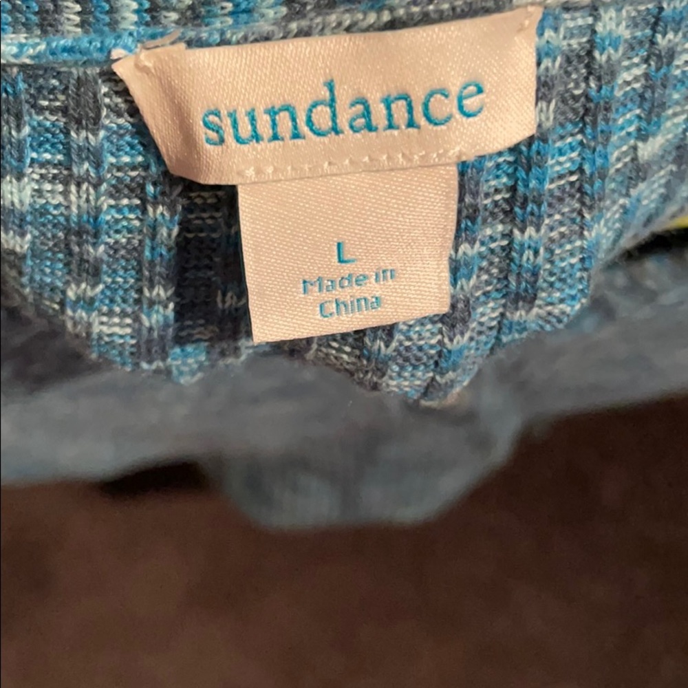 Fun blue/ green waffled Sundance sweater - Picture 3 of 3